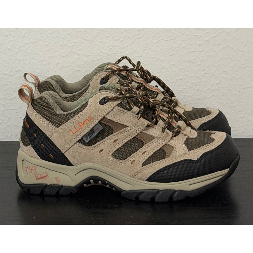 LL Bean Tek 2.5 Women's sz 7 Waterproof Hiking Shoes Tan Olive Green